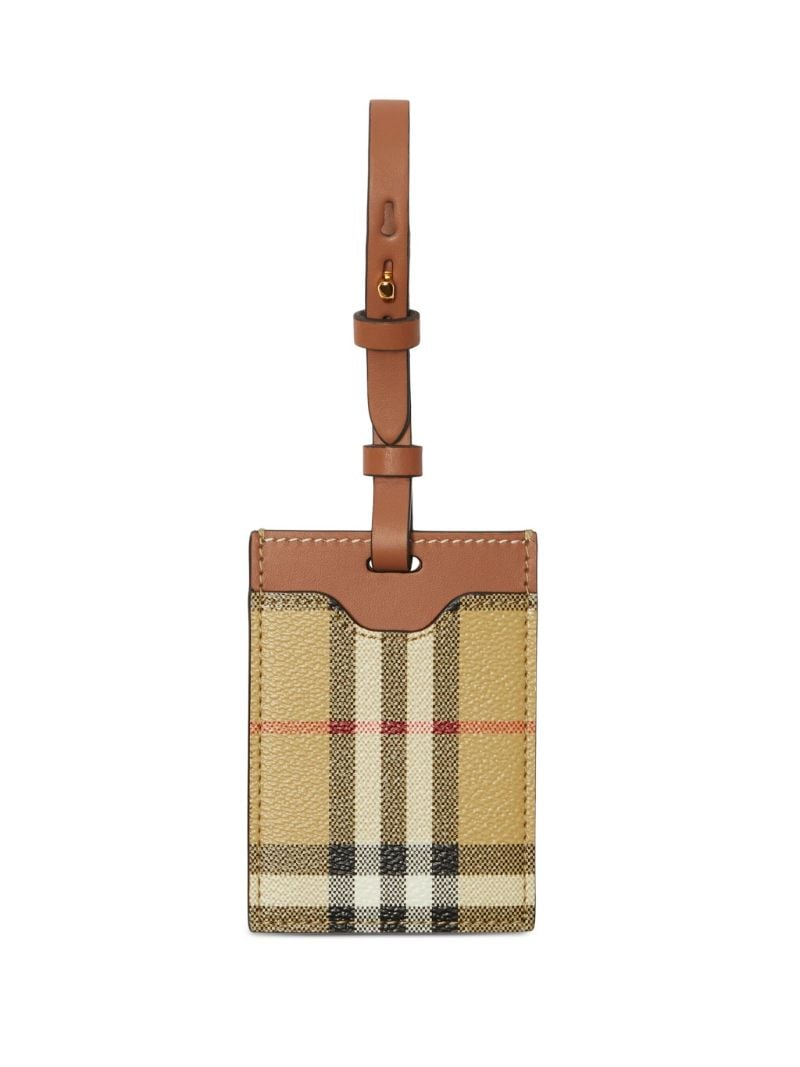 Neutral Vintage Check Luggage Tag