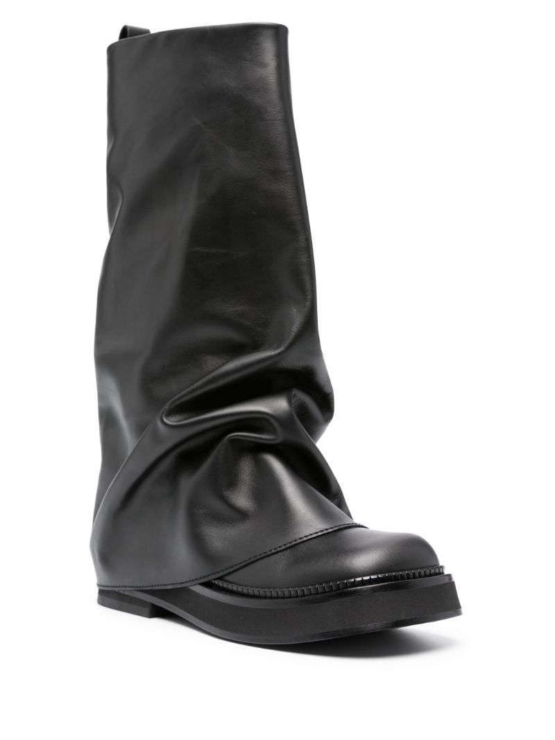 Black Robin Layered Leather Boots