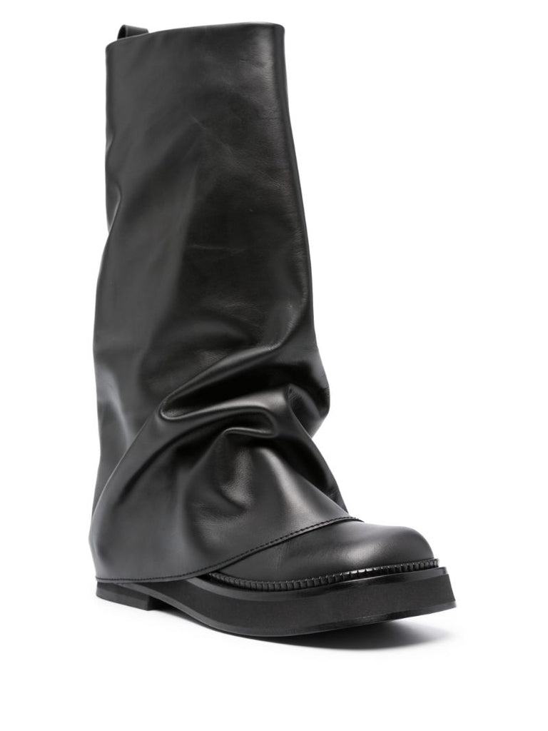 Black Robin Layered Leather Boots