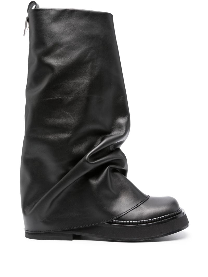 Black Robin Layered Leather Boots