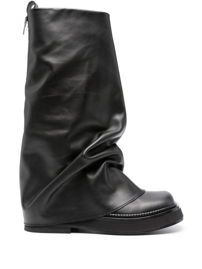 Black Robin Layered Leather Boots