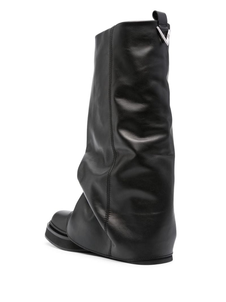 Black Robin Layered Leather Boots