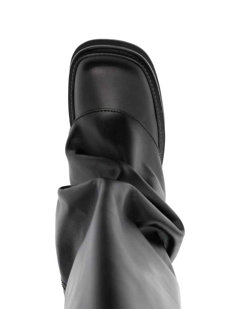 Black Robin Layered Leather Boots