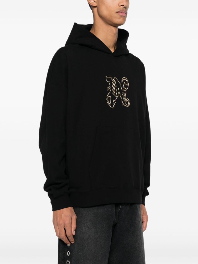 Black Monogram Statement-embellished Cotton Hoodie