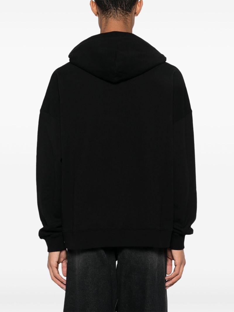 Black Monogram Statement-embellished Cotton Hoodie