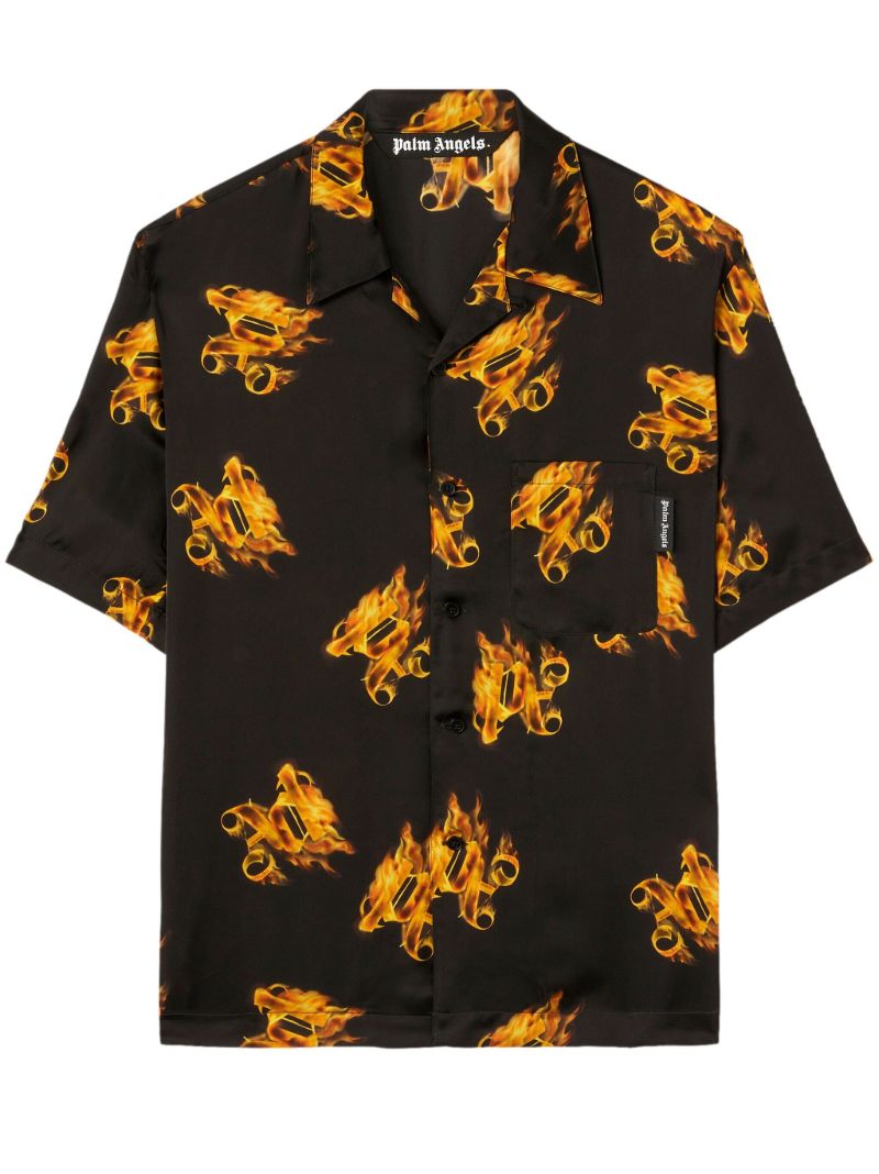 Black Burning Monogram-print Shirt