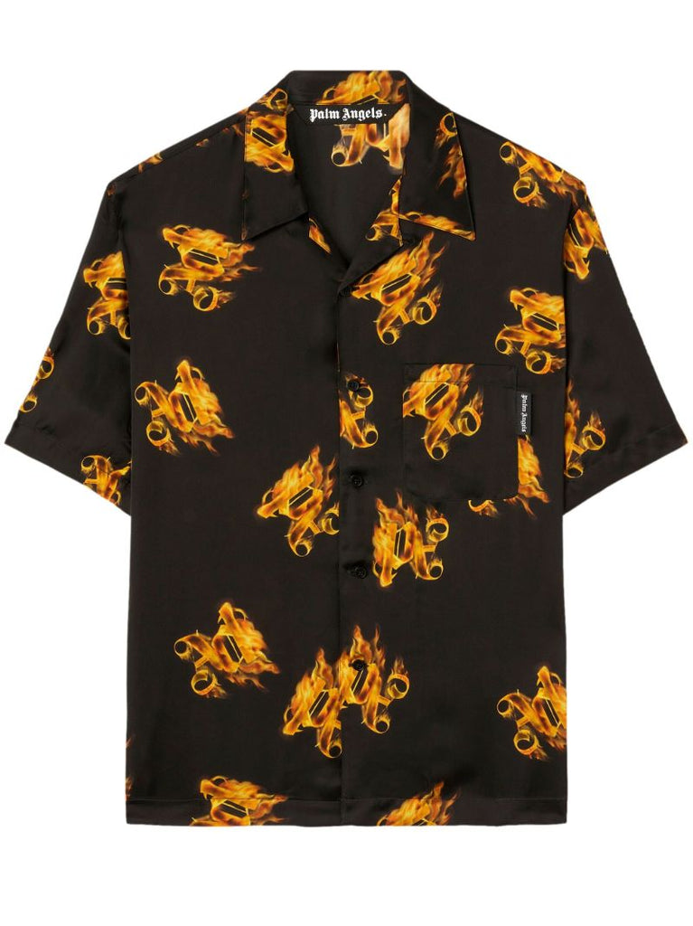 Black Burning Monogram-print Shirt