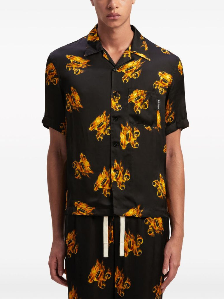 Black Burning Monogram-print Shirt