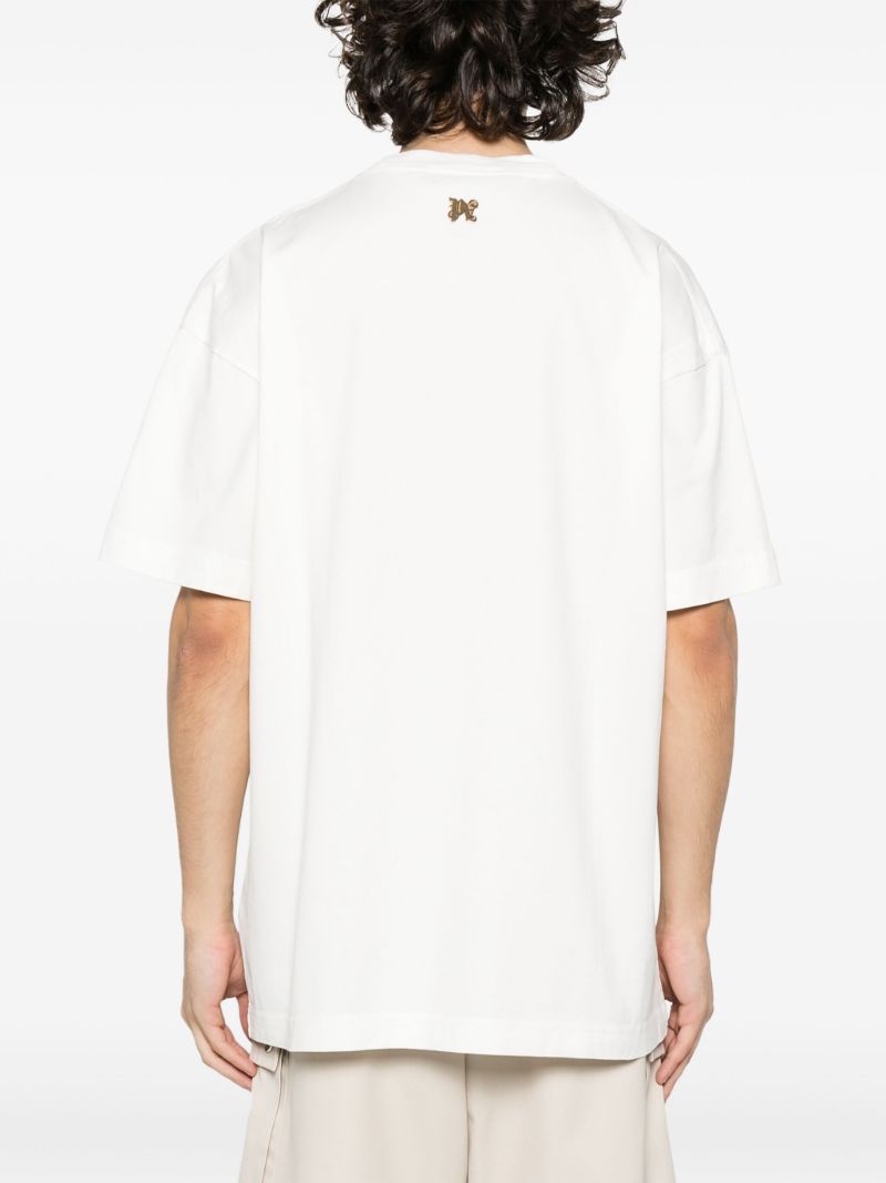 White Burning-print Cotton T-shirt
