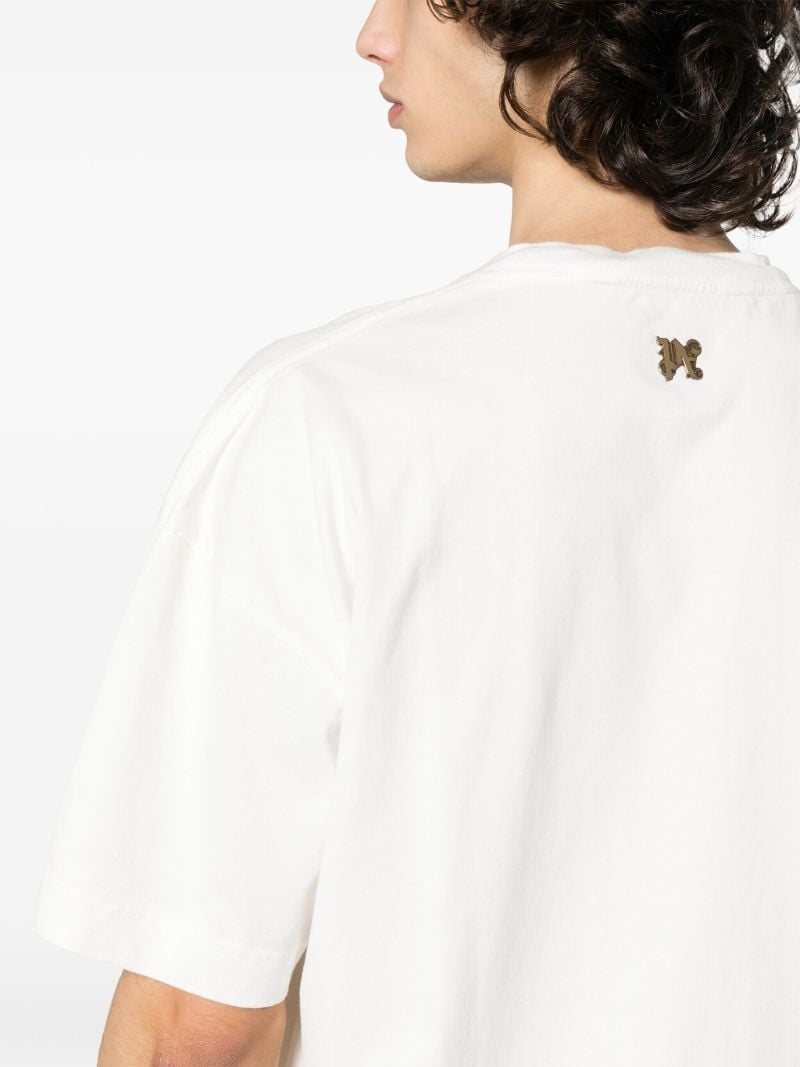 White Burning-print Cotton T-shirt