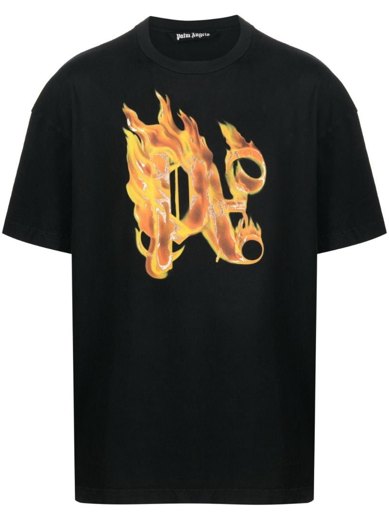 Black Burning Monogram-print Cotton T-shirt