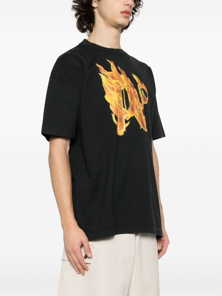 Black Burning Monogram-print Cotton T-shirt
