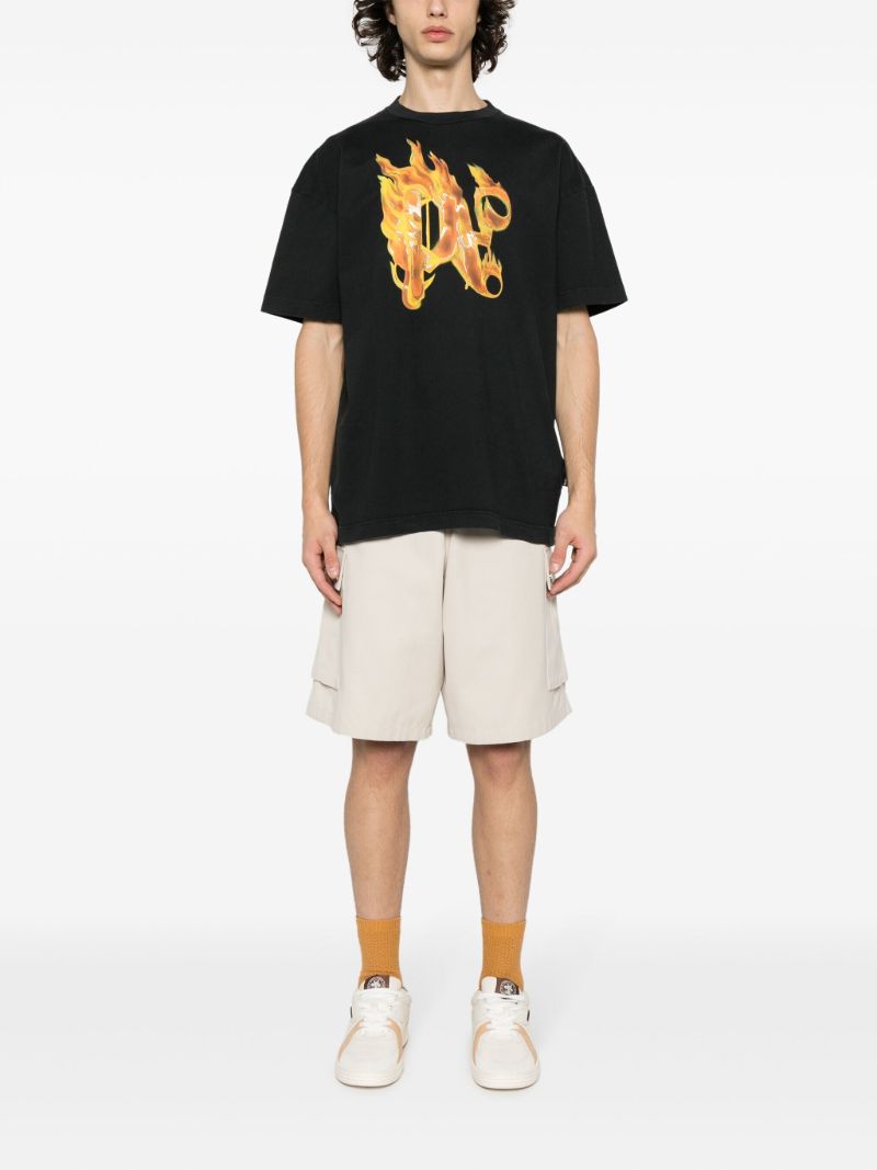 Black Burning Monogram-print Cotton T-shirt