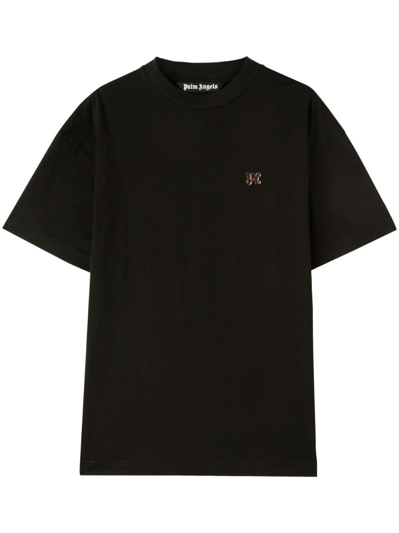 Black Monogram Pin Cotton T-shirt