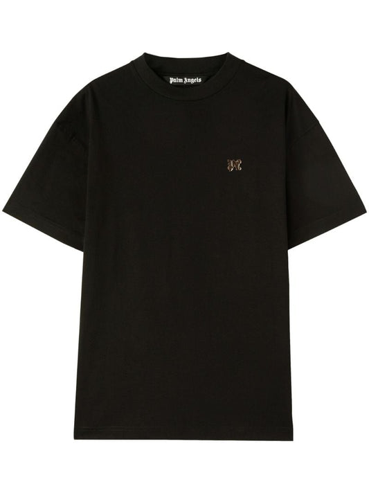 Black Monogram Pin Cotton T-shirt