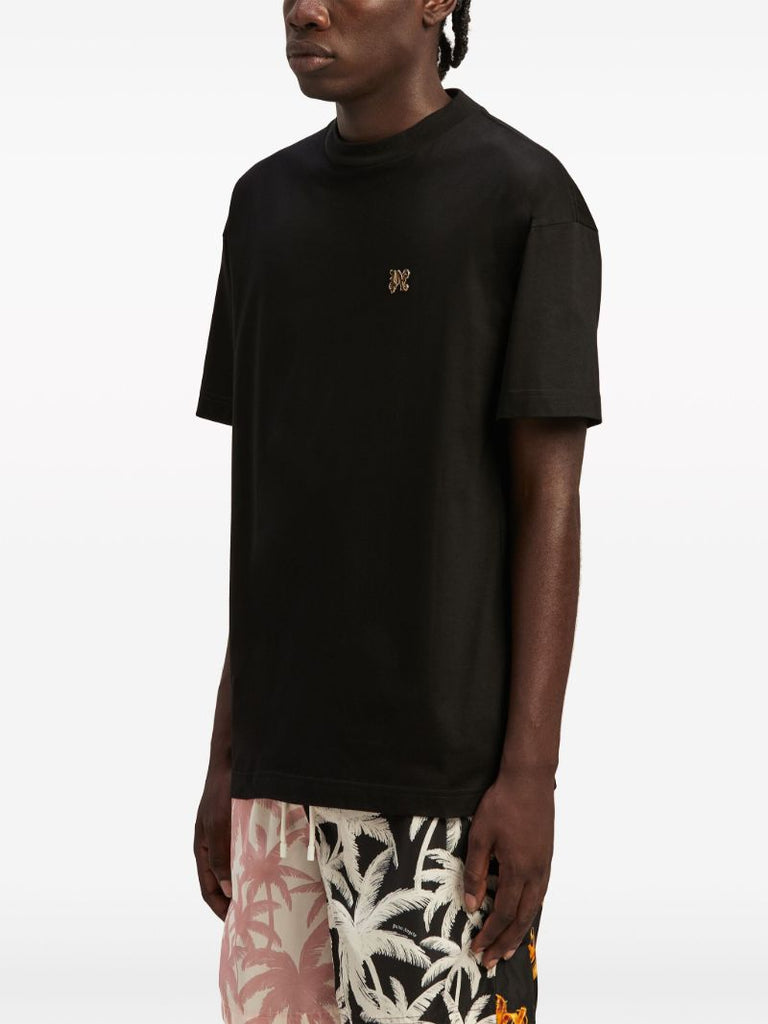 Black Monogram Pin Cotton T-shirt