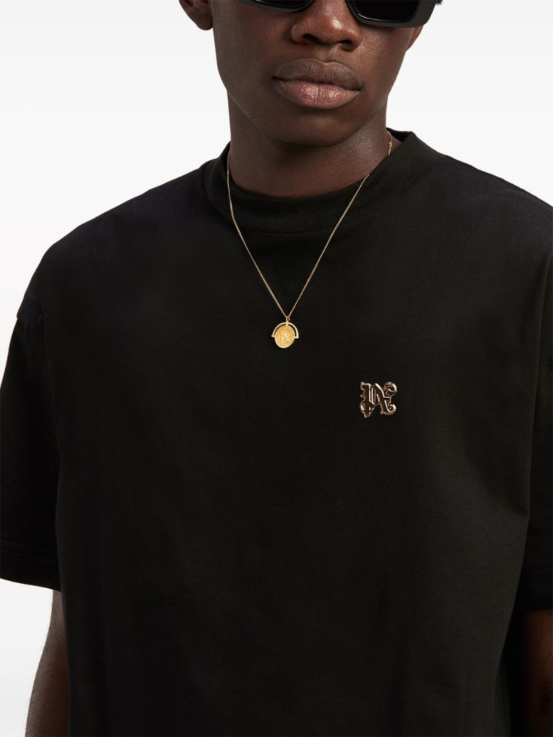 Black Monogram Pin Cotton T-shirt