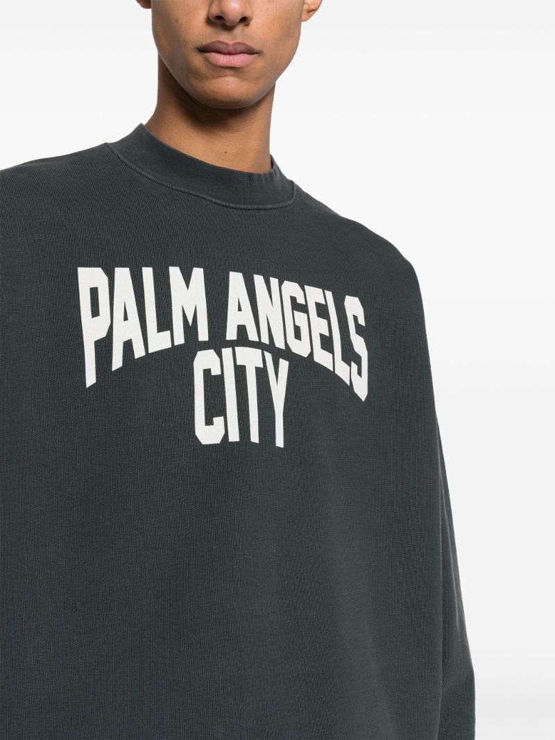 Grey Pa City-print Cotton Sweatshirt