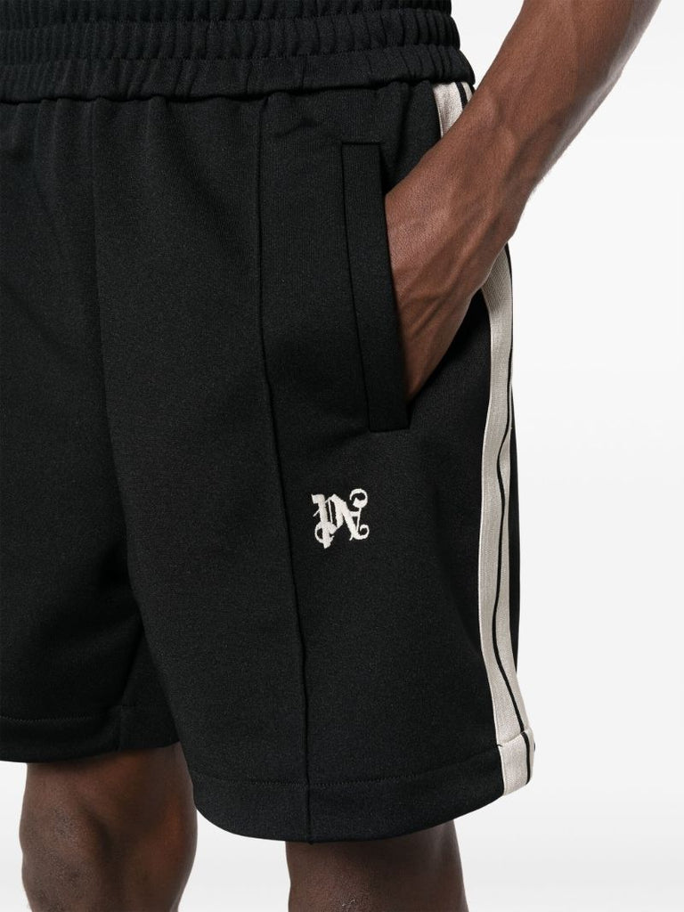 Black Monogram-embroidery Track Shorts