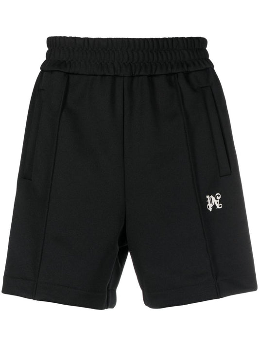 Black Monogram-embroidery Track Shorts