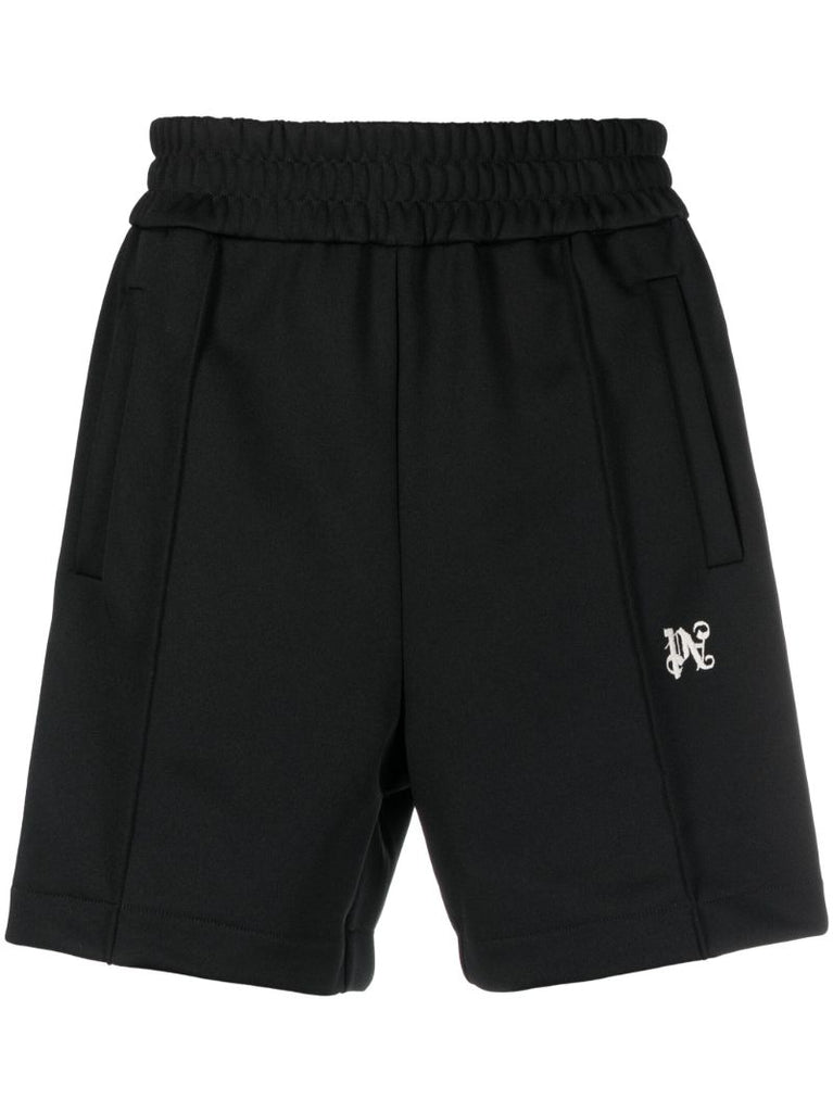 Black Monogram-embroidery Track Shorts