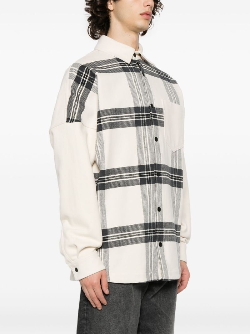 Neutral Plaid-pattern Flannel Shirt