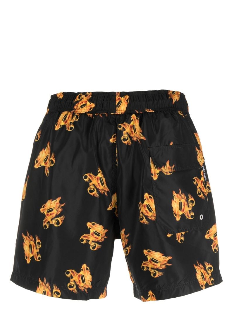Black Burning-print Swim Shorts