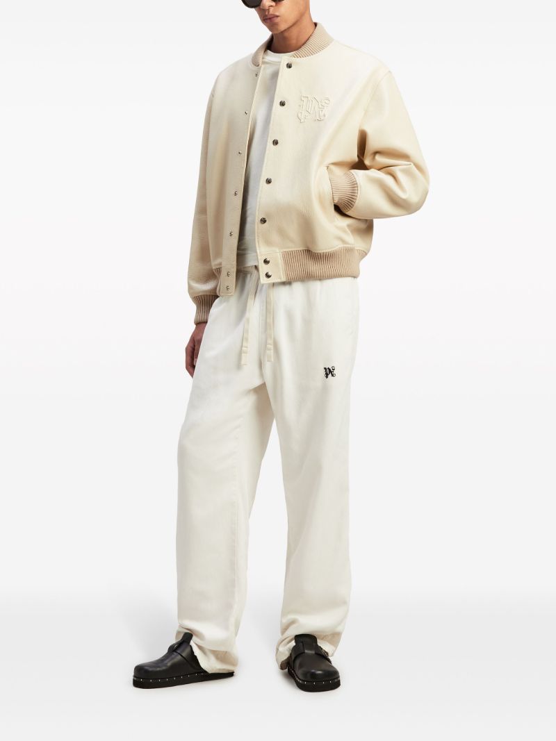 Neutral Monogram-embossed Leather Bomber Jacket