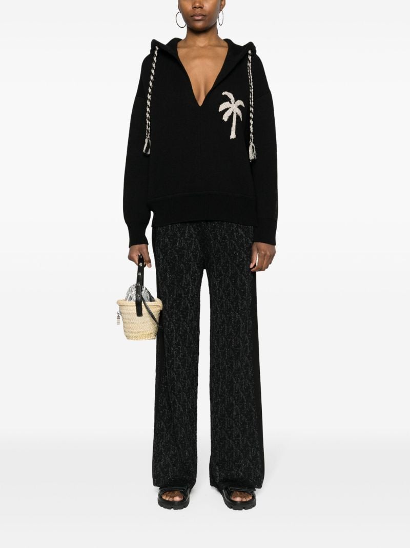 Black Palm-embroidered Hoodie