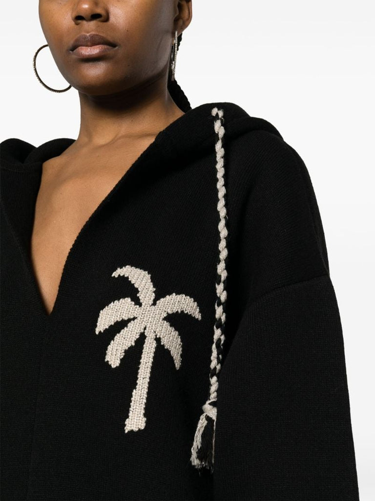 Black Palm-embroidered Hoodie