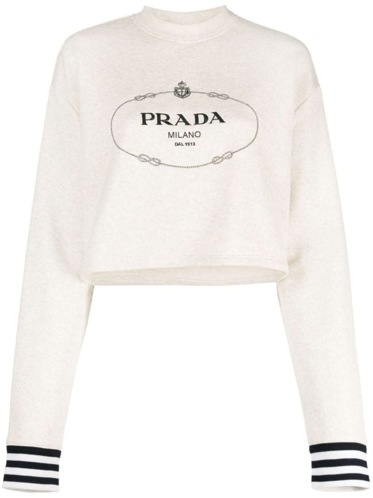 Neutral Logo Print Cropped Sweatshirt