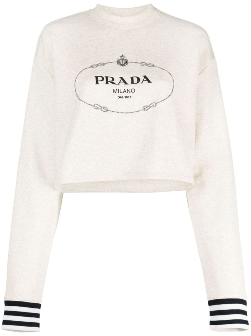 Neutral Logo Print Cropped Sweatshirt