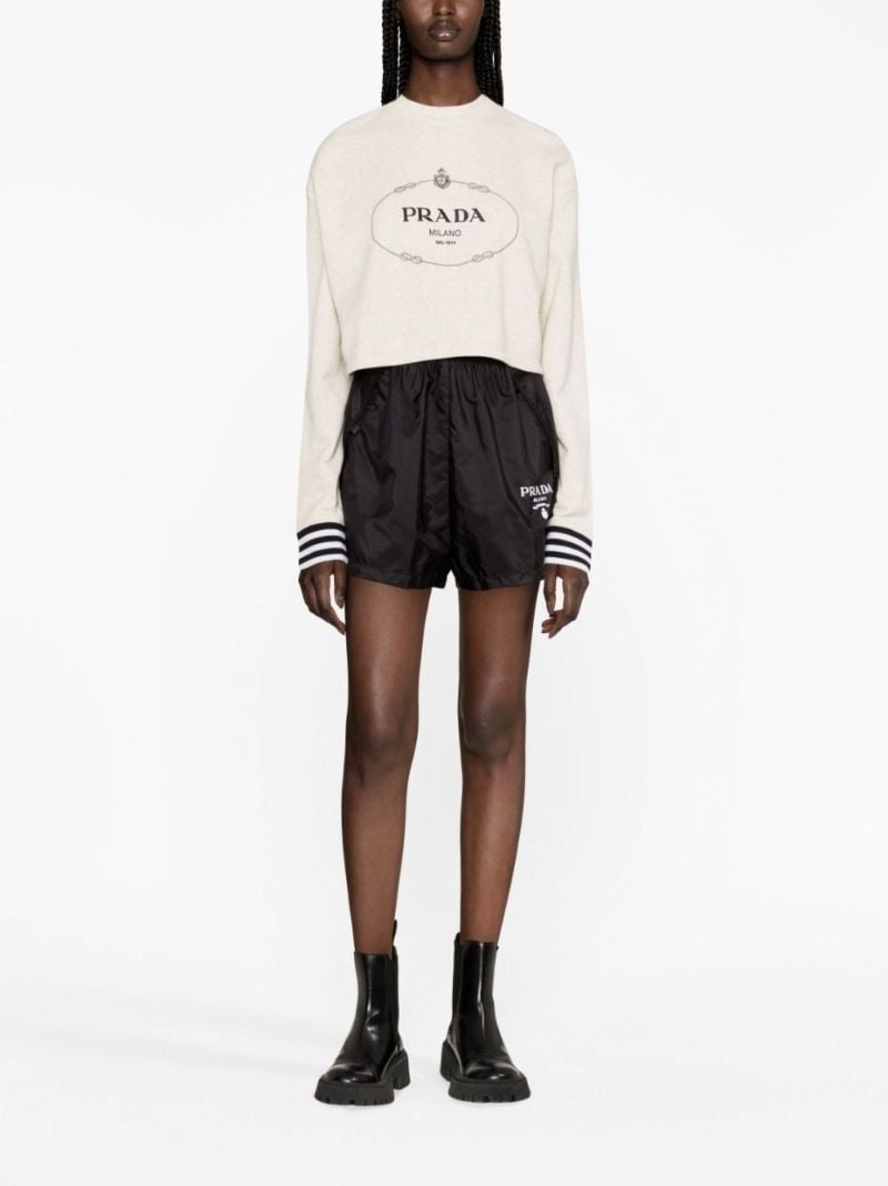 Neutral Logo Print Cropped Sweatshirt