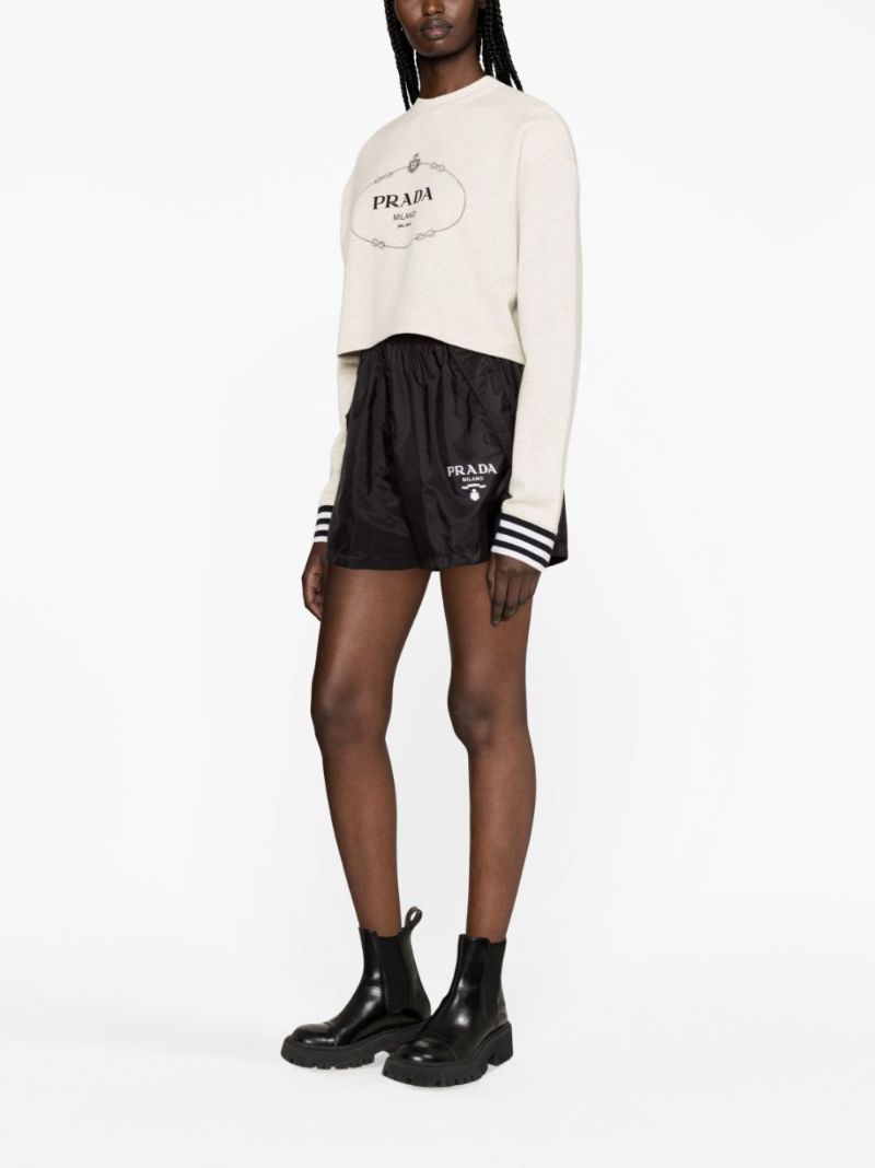 Neutral Logo Print Cropped Sweatshirt