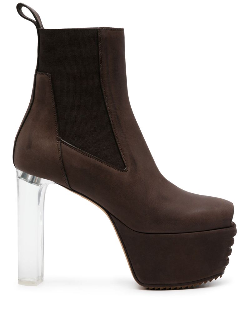Brown Beatle Platform Leather Boots
