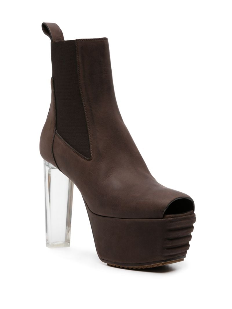 Brown Beatle Platform Leather Boots