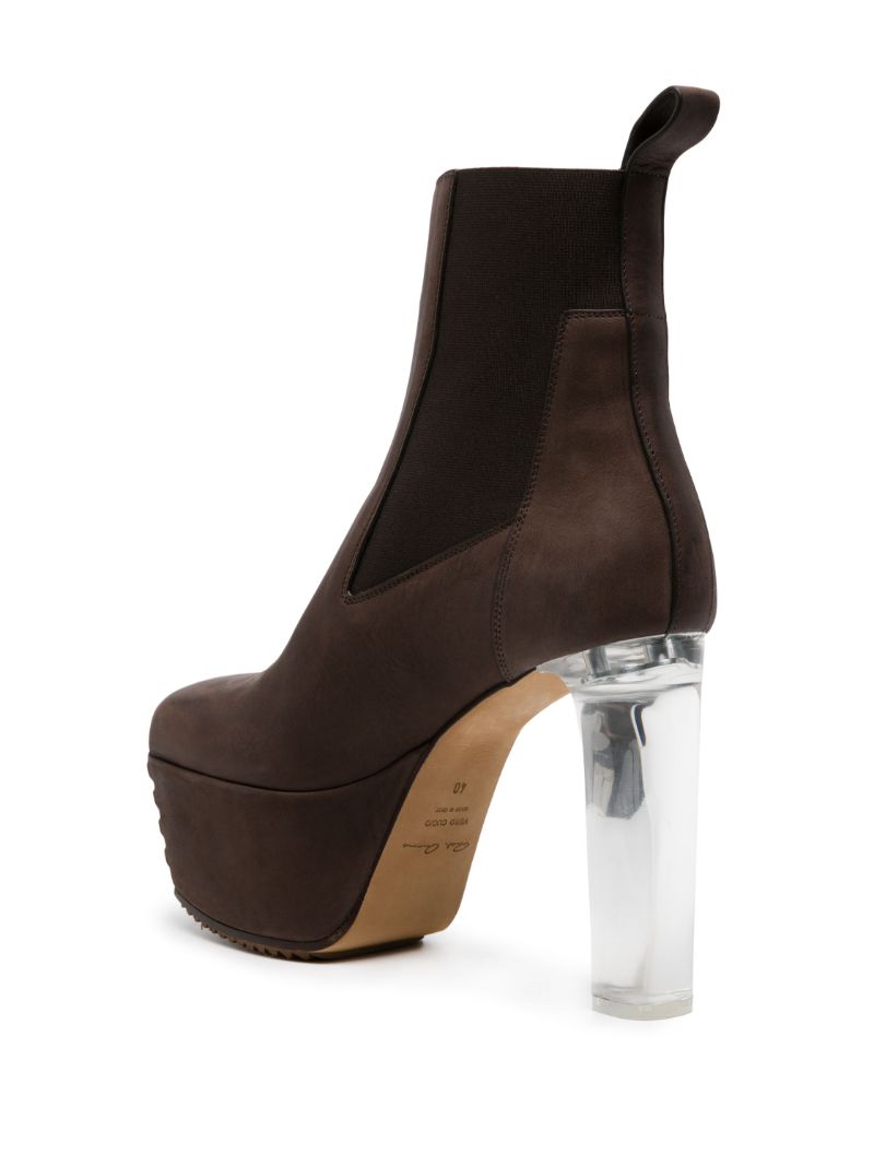 Brown Beatle Platform Leather Boots