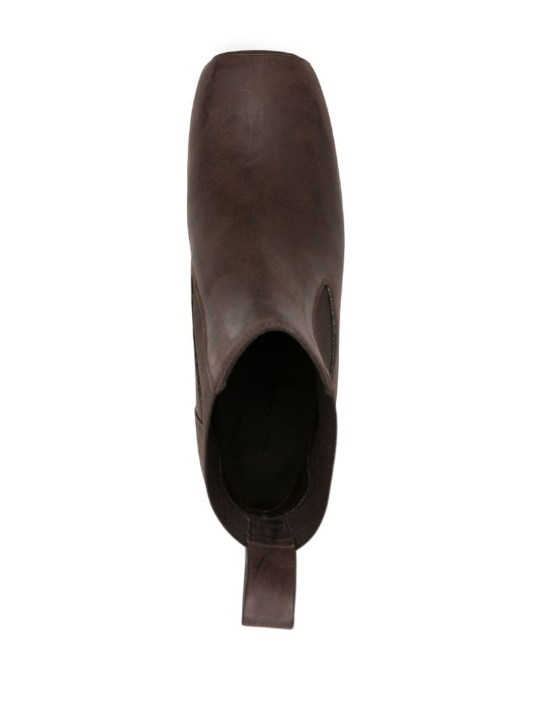 Brown Beatle Platform Leather Boots