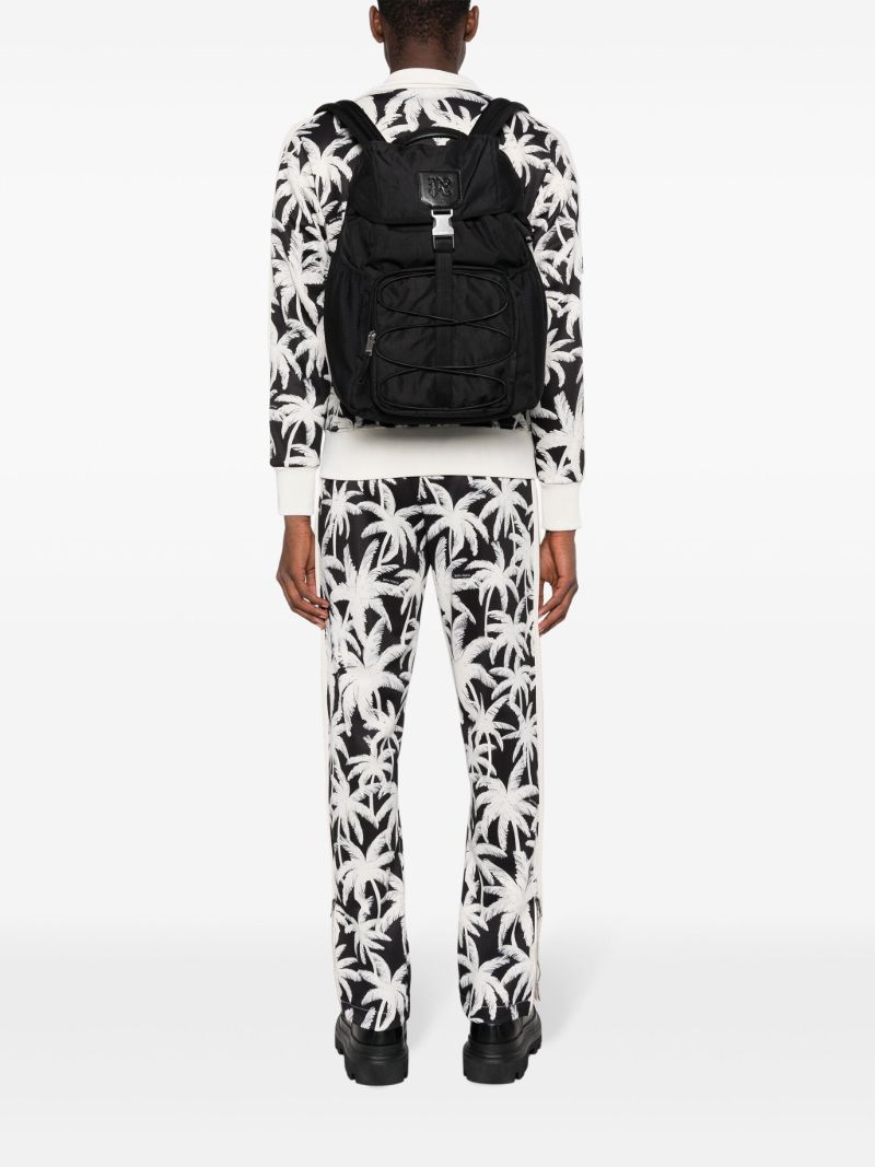 Black Monogram-debossed Backpack