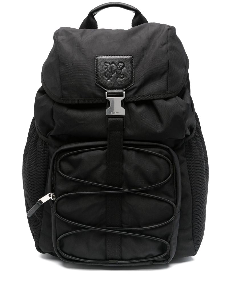 Black Monogram-debossed Backpack