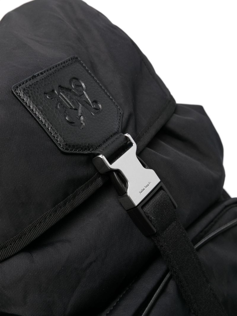 Black Monogram-debossed Backpack