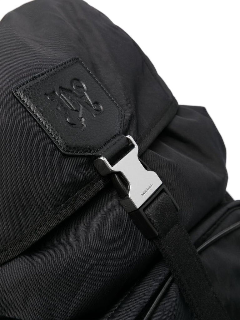 Black Monogram-debossed Backpack