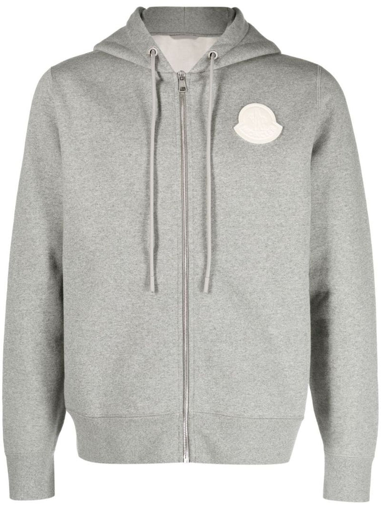 Grey Logo-appliquÃ_x0083_Â© Cotton Hoodie