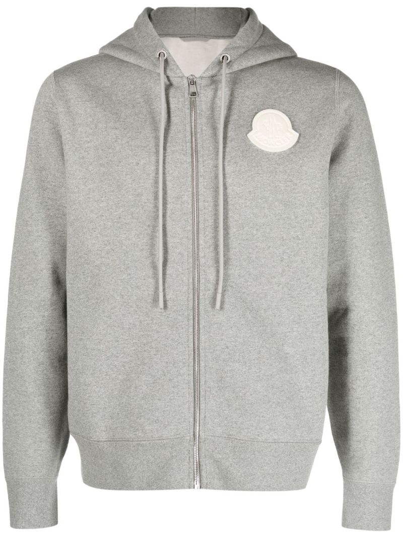 Grey Logo-appliquÃ_x0083_Â© Cotton Hoodie