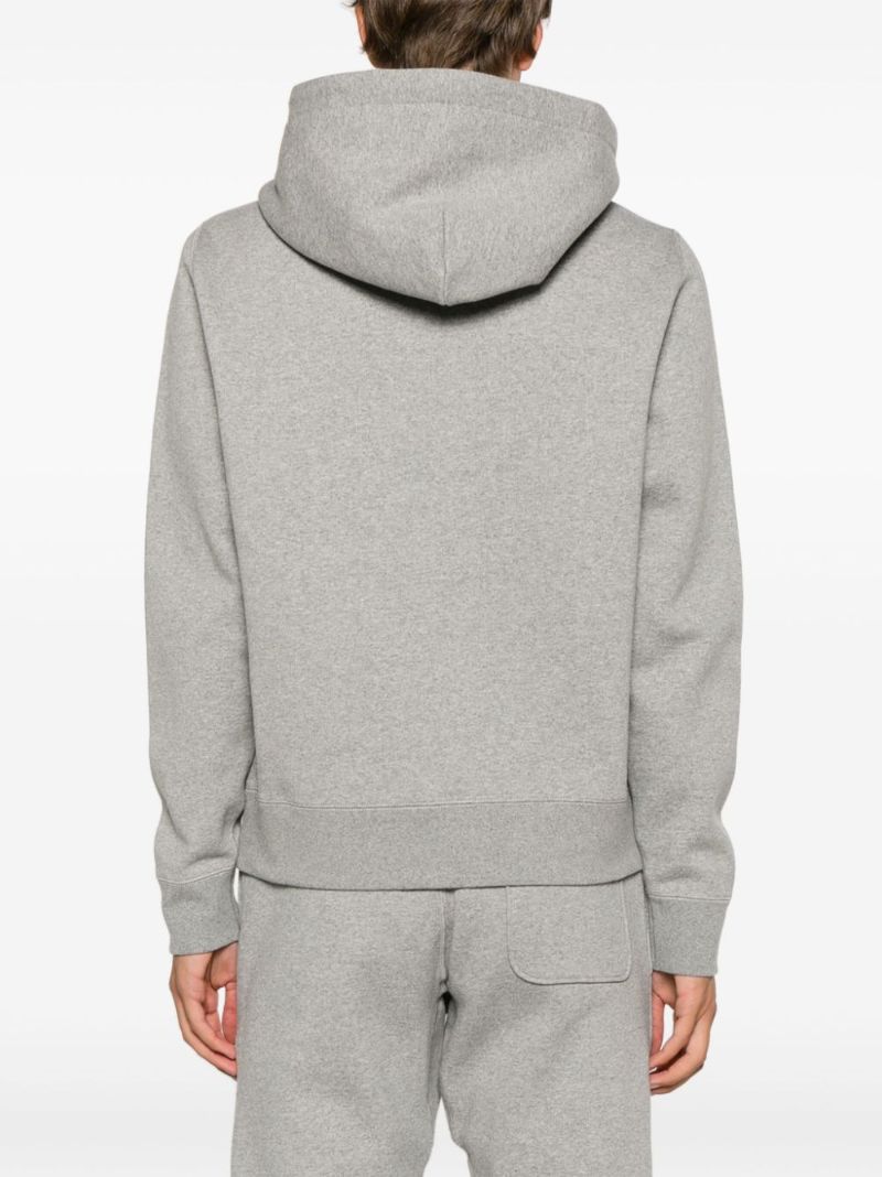 Grey Logo-appliquÃ_x0083_Â© Cotton Hoodie