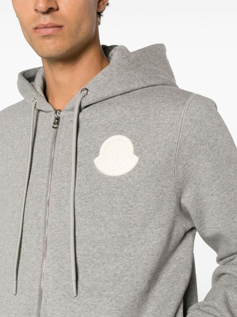 Grey Logo-appliquÃ_x0083_Â© Cotton Hoodie