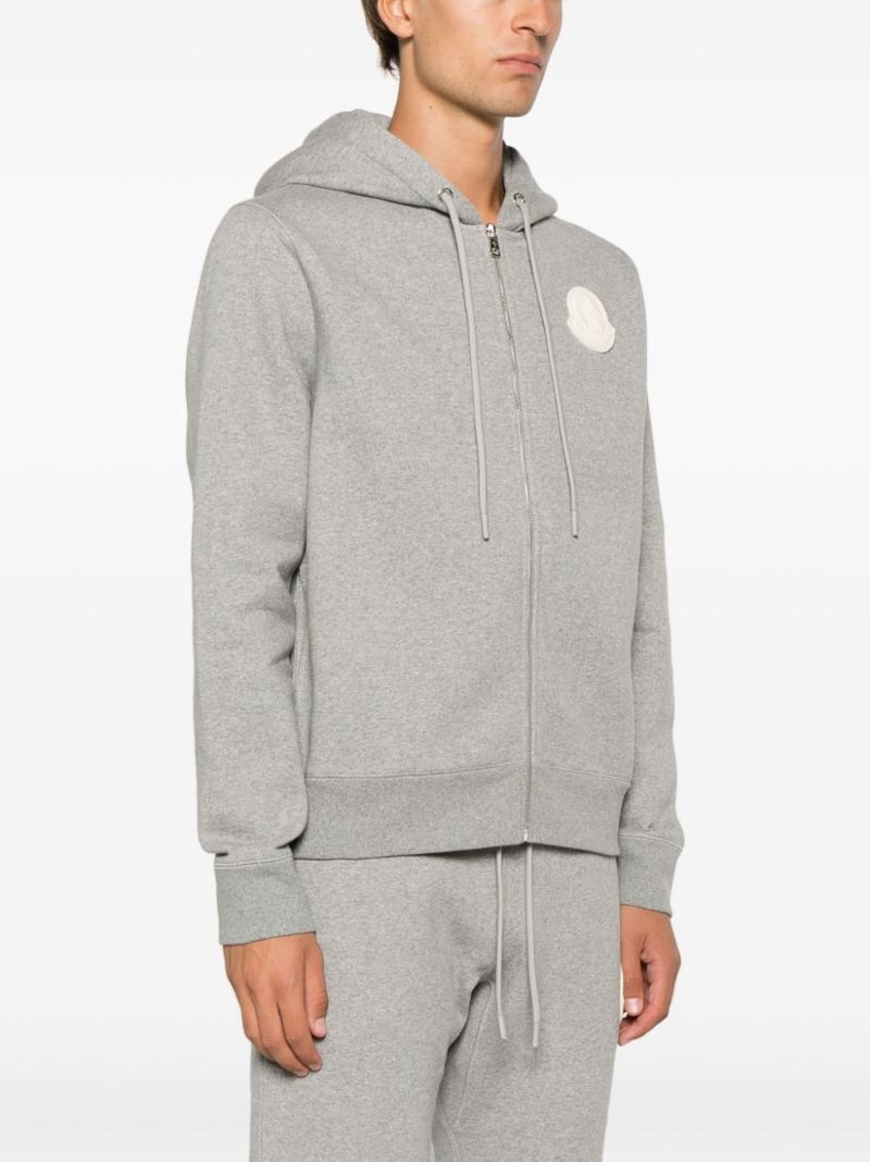 Grey Logo-appliquÃ_x0083_Â© Cotton Hoodie
