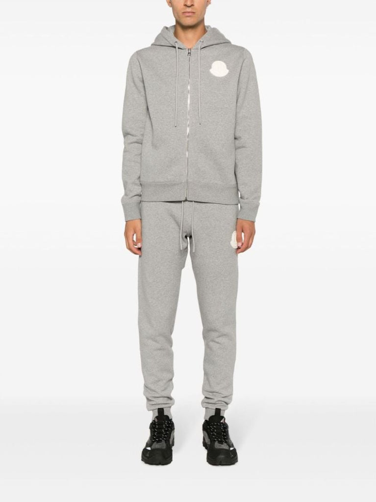 Grey Logo-appliquÃ_x0083_Â© Cotton Hoodie