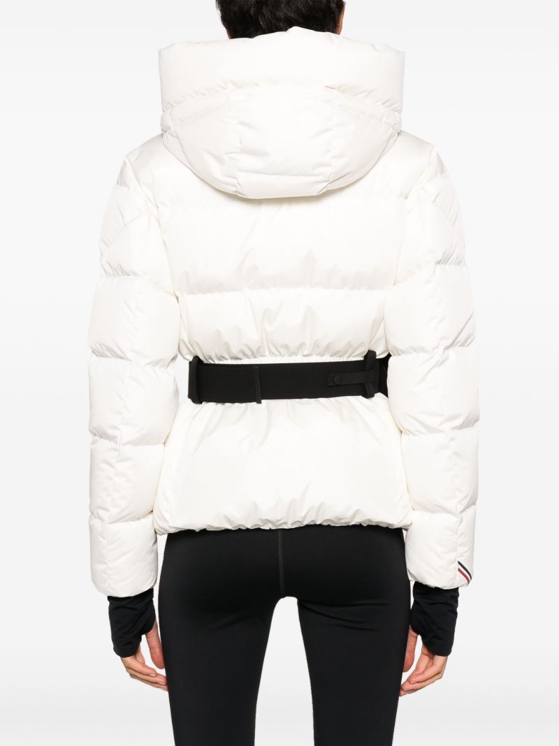 White Bouquetin Belted Puffer Jacket