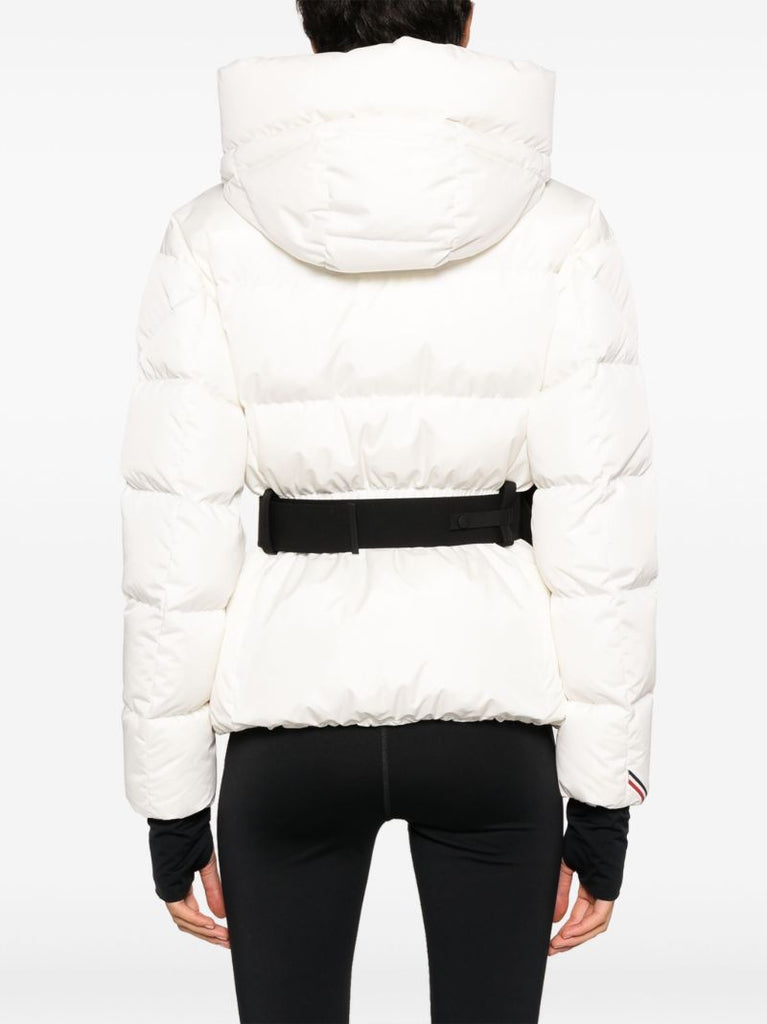 White Bouquetin Belted Puffer Jacket